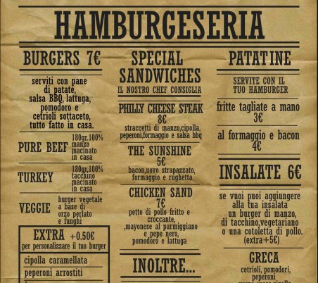 Menu at Hamburgerseria 