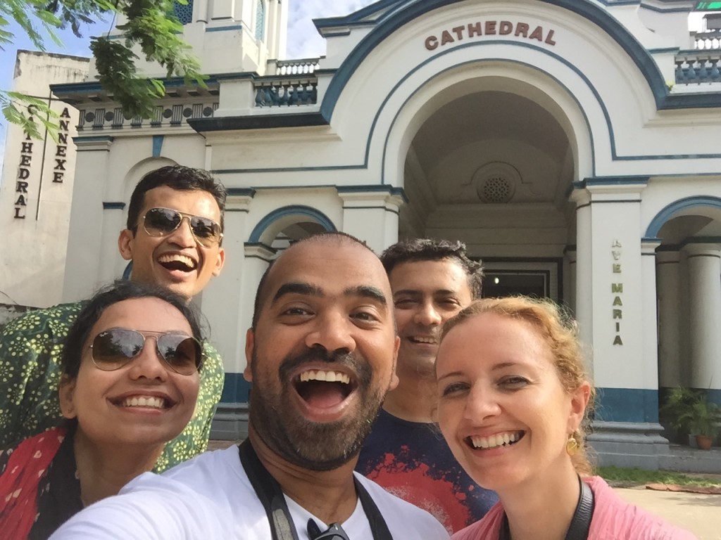 Me and Sofia with our guide Arnab Banerjee ( top right) , childhood friends Vikramditya (top left) and Pritha ( left)