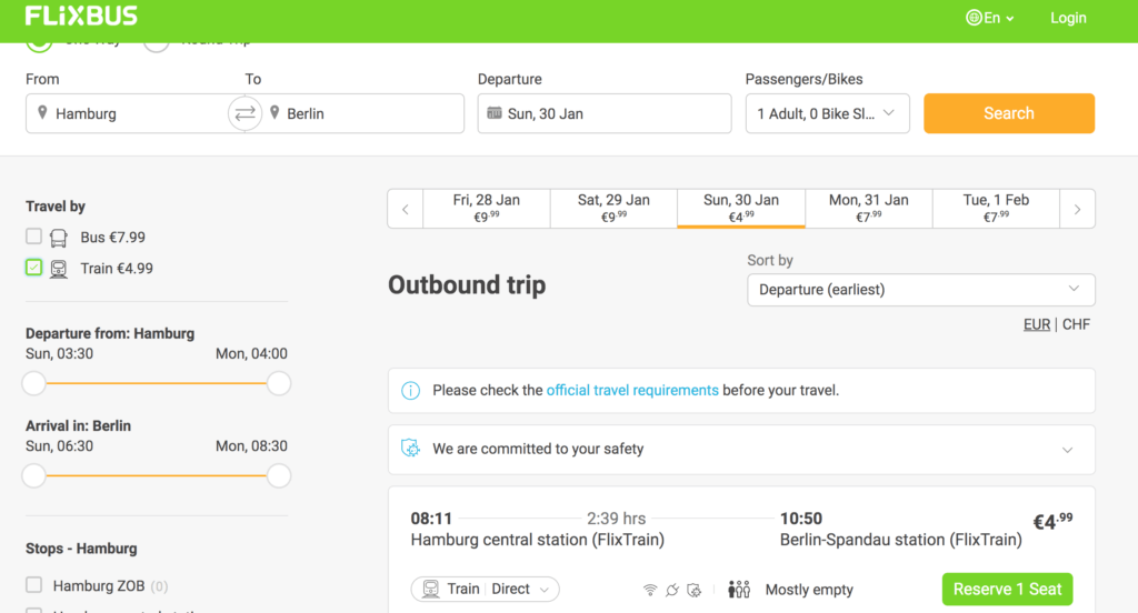 travel europe by train cost